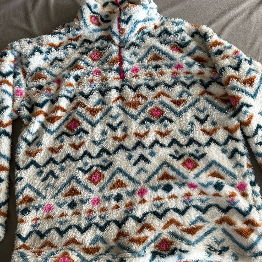 Eddie Bauer Fuzzy Multicolor Patterned Women's Sweater